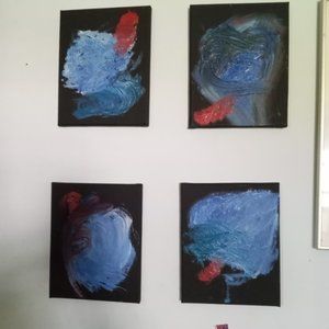 The four corners Blue Red 4 small canvasas.